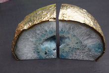 Load image into Gallery viewer, Light Blue Agate with Crystals Bookends - MOONCHILD PRODUCTS