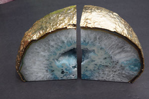 Light Blue Agate with Crystals Bookends - MOONCHILD PRODUCTS