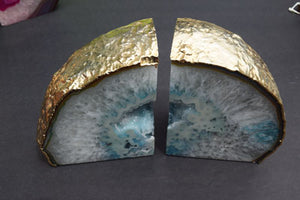 Light Blue Agate with Crystals Bookends - MOONCHILD PRODUCTS